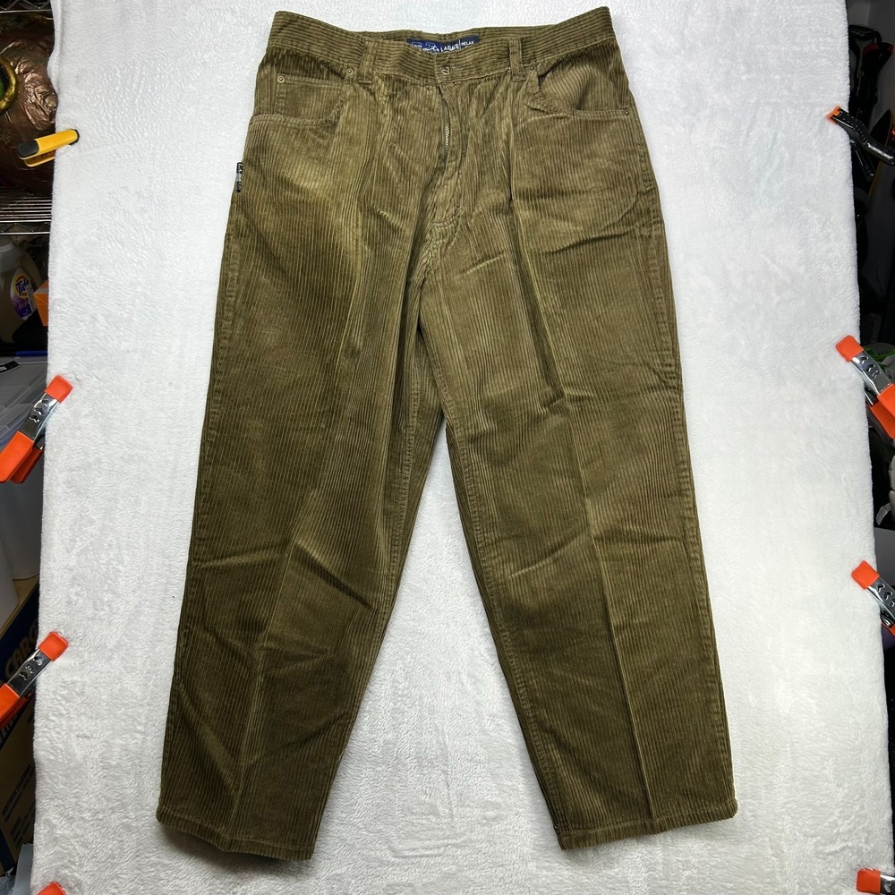 Vintage LA‎ Gate Corduroy Pants Men's Olive Green Relaxed Fit Skater Y2K - 37X30